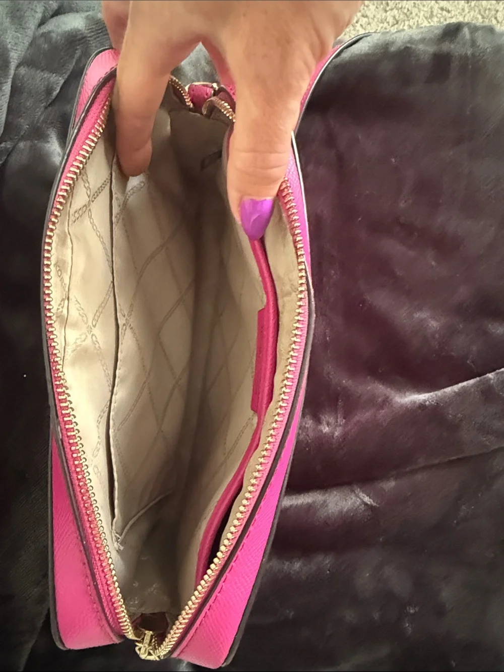 Michael Kors Hot Pink/ Fuchsia Jet Saffiano Leather Crossbody